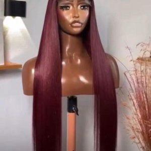 Straight Lace Front Wig, Burgundy Elegance