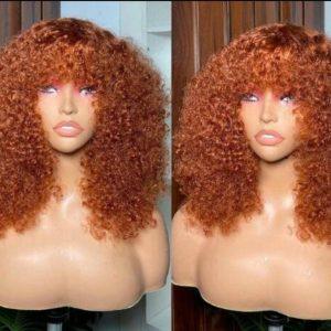 Voluminous Ginger Curls Wig with Bangs