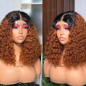 Bold Auburn Ombre Curly Lace Front Wig