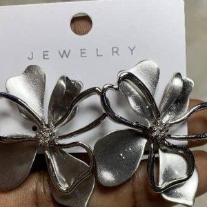 Silver Bloom Sculpted Floral Earrings