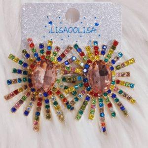 Radiant Rainbow Crystal Burst Earrings
