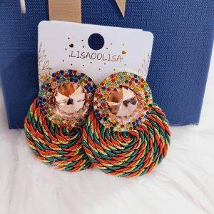 LisaOlisa Woven Gem Statement Earrings