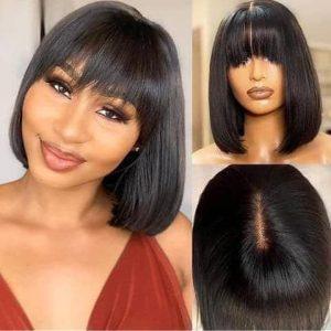 10-Inch Closure Fringe Bob Wig