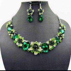 Luxury Floral Crystal Statement Jewelry Set