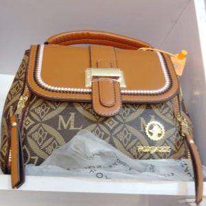 Monogrammed Top-Handle Satchel with Elegant Logo Accents