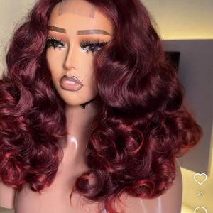 Luxury Burgundy Body Wave Lace Front Wig