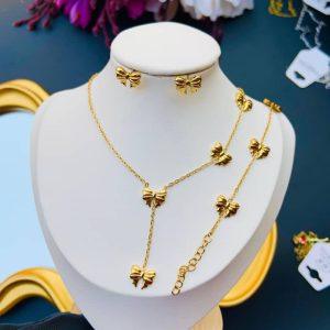 Golden Bow Charm Jewelry Set