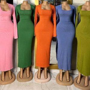 Sculpted Elegance Long Sleeve Maxi Dress