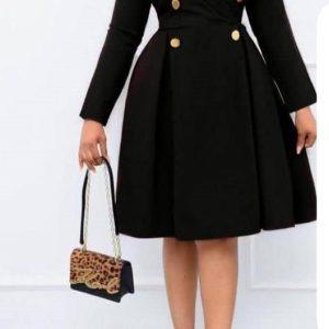 Chic Double-Breasted Flare Coat Dress - Class, Confidence, and Curves