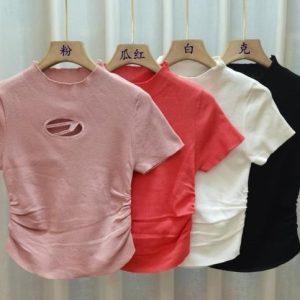Ruched Cutout Ribbed Chic Tee