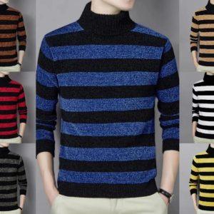 Bold Striped Turtleneck Sweater