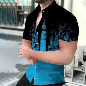 Men’s Abstract Gradient Button-Up Shirt