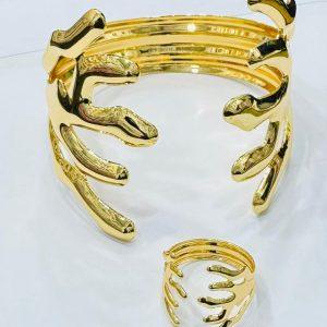 Golden Coral Cuff & Ring Set