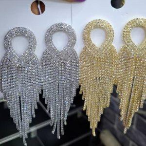Luxury Rhinestone Statement Dangle Earrings - Silver & Gold Glam