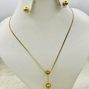 SBF Minimalist Ball Pendant Necklace & Matching Stud Earrings Set