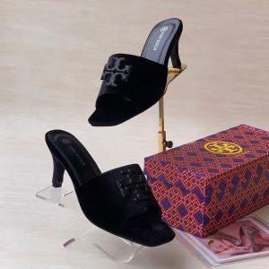 Tory Burch-Inspired Velvet Kitten Heel Mules