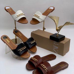 ZARA-Inspired Gold Chain Flat Slides