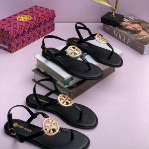 SBF Designer-Inspired Black Medallion Sandals