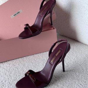Miu Miu Burgundy Patent Leather Slingback Pumps