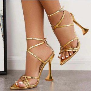 Gold Metallic Strappy Heels