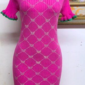 Ruffled Knit Bodycon Dress