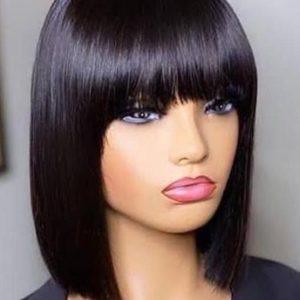 Sleek Straight Fringe Bob Wig