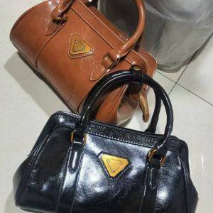 Classic Barrel-Shape Leather Handbag