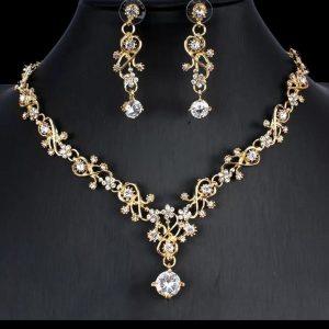 Elegant Gold Crystal Bridal Jewelry Set