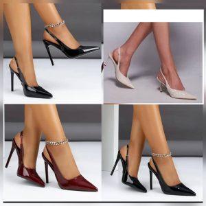 Women’s Patent Leather Sling-back Stiletto Heels