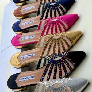 Aquazzura-Inspired Embellished Mesh Mules