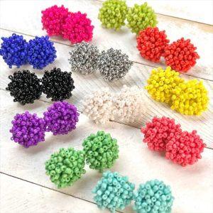 Handcrafted Beaded Cluster Stud Earrings