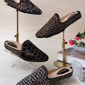 Crystal‑Embellished Slip‑On Mule Sparkle Flats