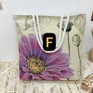 Floral Rope-Handle Tote Bag