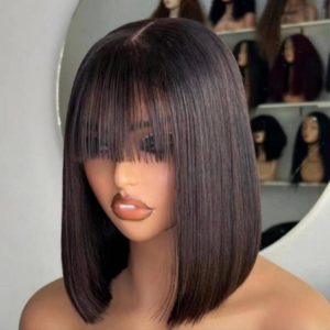 10‑inch Closure Fringe Double Drawn Bob Wig