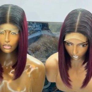 4×4 Closure - 1b/99J Sleek Burgundy Ombré Bob
