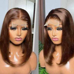 Classic Elegance Chocolate Brown 4*4 Closure Lace Bob - 4#