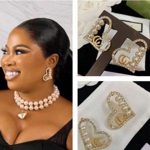 Luxury Heart-Shaped Pearl & Crystal Statement Earrings
