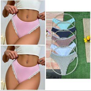 Women’s Soft Cotton Lace-Trim Panty Set