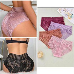 Elegant High-Waist Floral Lace Panties