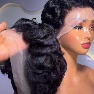100% Human Hair Pixie Curl Lace Frontal Wig