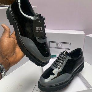 Sleek Patent Chunky‑Sole Oxford / Derby Shoe