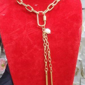Elegant Gold Chunky Chain Drop Necklace with Pearl Accent