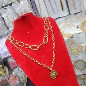 Luxury Double-Layered Gold Chain Necklace with Pendant