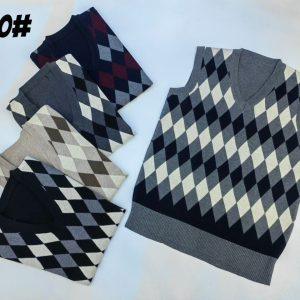Premium Argyle Knit Sleeveless Sweater