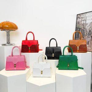 Luxury Croc-Pattern Structured Handbag