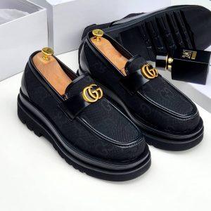 Gucci Men’s Black Leather and Canvas Loafer