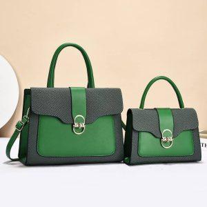 Elegant Dual-Tone Green 2-in-1 Designer Handbag Set