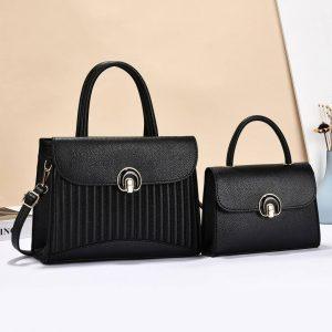 Elegant 2-in-1 Luxury Black Handbag Set