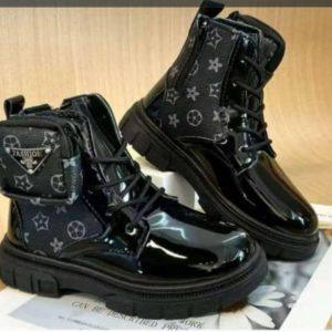 Trendy Glossy Combat Boots With Side Mini-Pouch