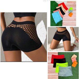 Women's Seamless Mesh-Design Stretch Shorts